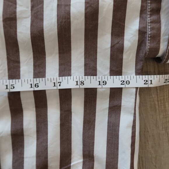 BANANA REPUBLIC striped shirt top brown white stripe XS button summer office - Picture 9 of 9